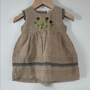 Viverano Sylvie Embroidered Linen Baby Dress Size 3-6M
